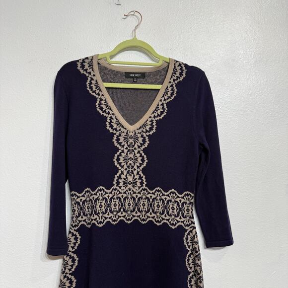 Nine West Purple Mini Sweater Dress Sz MP - Picture 3 of 11